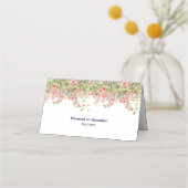 Minimalist Simple Pretty rose vine floral wedding プレイスカード (裏面)