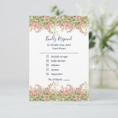 Minimalist Simple Pretty rose vine floral wedding 出欠カード (スタンド正面)