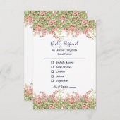 Minimalist Simple Pretty rose vine floral wedding 出欠カード (正面/裏面)