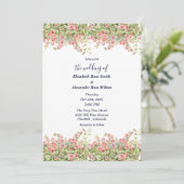 Minimalist Simple Pretty rose vine floral wedding 招待状 (スタンド正面)