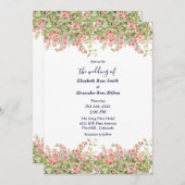 Minimalist Simple Pretty rose vine floral wedding 招待状 (正面/裏面)