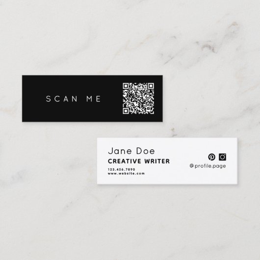 Minimalist simple professional QR code スキニー名刺 (正面/裏面)