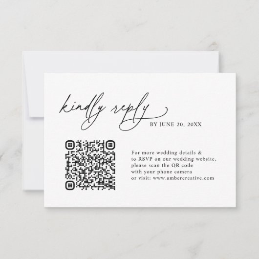 Minimalist Simple QR code Wedding RSVP Cards (正面)