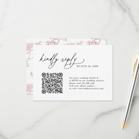 Minimalist Simple QR code Wedding RSVP Cards (正面/裏面インサイチュ)