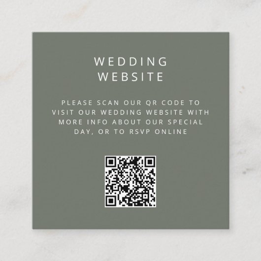 Minimalist Simple QR Code Wedding Website エンクロージャーカード (正面)
