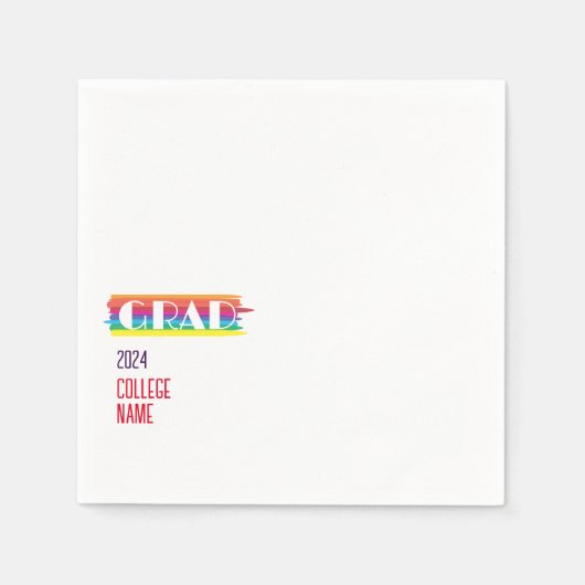 Minimalist simple rainbow graduate  スタンダードカクテルナプキン (正面)
