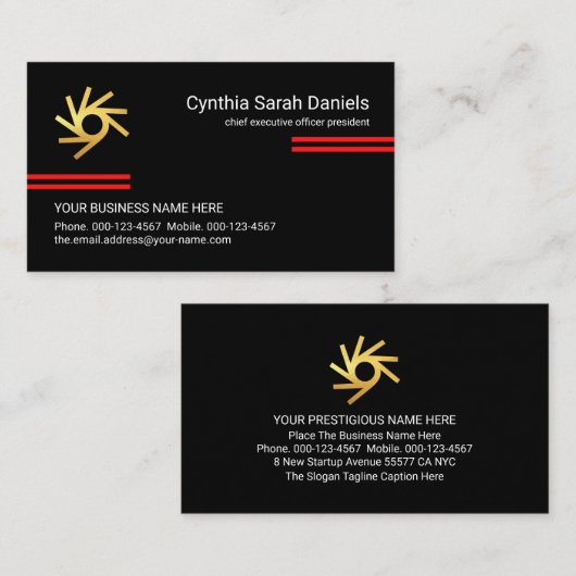 Minimalist Simple Red Lines CEO Founder 名刺 (正面/裏面)