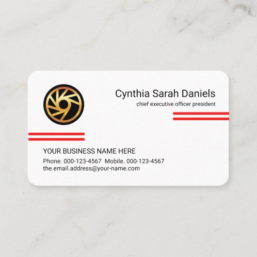 Minimalist Simple Red Lines CEO Founder 名刺 (正面)