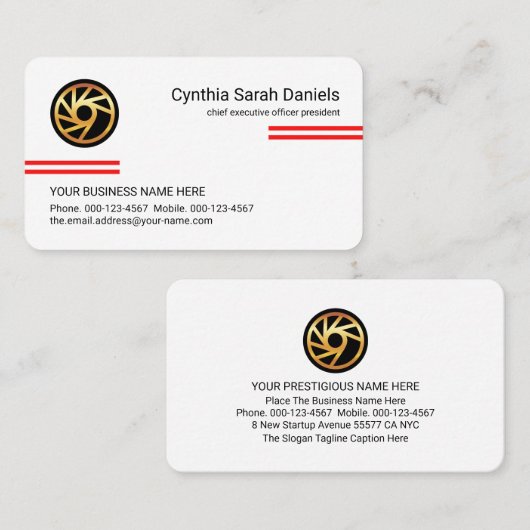 Minimalist Simple Red Lines CEO Founder 名刺 (正面/裏面)