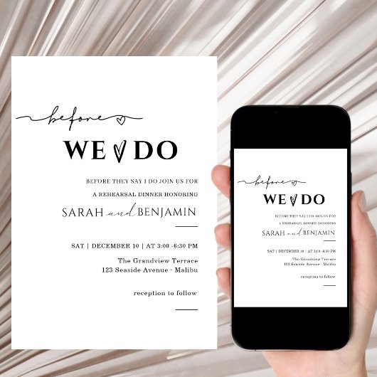 Minimalist Simple Rehearsal Dinner Invitation 招待状