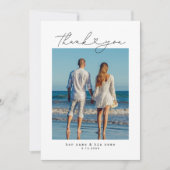 Minimalist Simple Script Heart Wedding サンキューカード (正面)