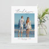 Minimalist Simple Script Heart Wedding サンキューカード (スタンド正面)