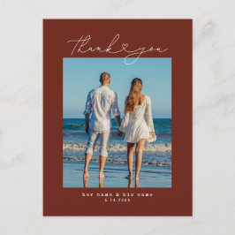 Minimalist Simple Script Heart Wedding Typewriter ポストカード