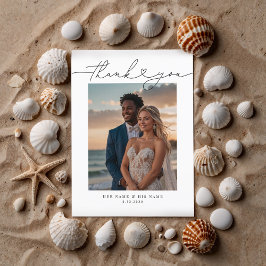 Minimalist Simple Script Heart Wedding Typewriter ポストカード