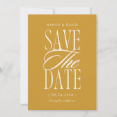 Minimalist Simple Script Mustard Wedding セーブザデート (正面)