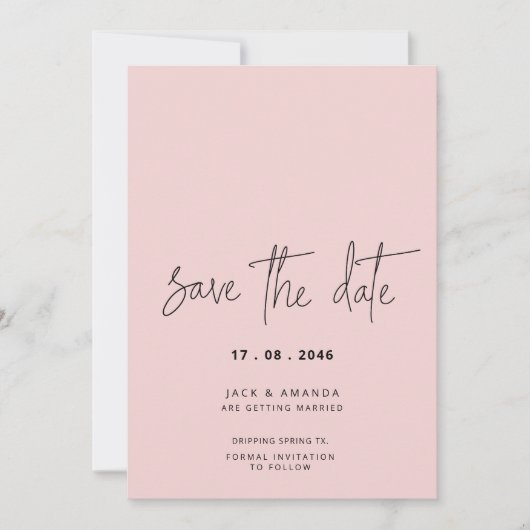 Minimalist Simple Script Wedding save the date セーブザデート (正面)