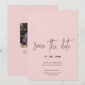 Minimalist Simple Script Wedding save the date セーブザデート (正面/裏面)
