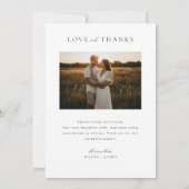Minimalist Simple Script with Boho Wedding Photo サンキューカード (裏面)