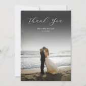Minimalist Simple Script with Wedding Photo サンキューカード (正面)