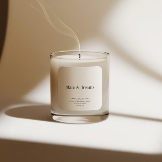 Minimalist Simple Soy Candle Black White Label スクエアシール