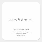 Minimalist Simple Soy Candle Black White Label スクエアシール (正面)