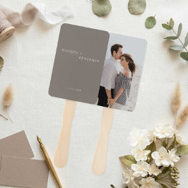 Minimalist Simple Taupe wedding Photo Custom ハンドファン