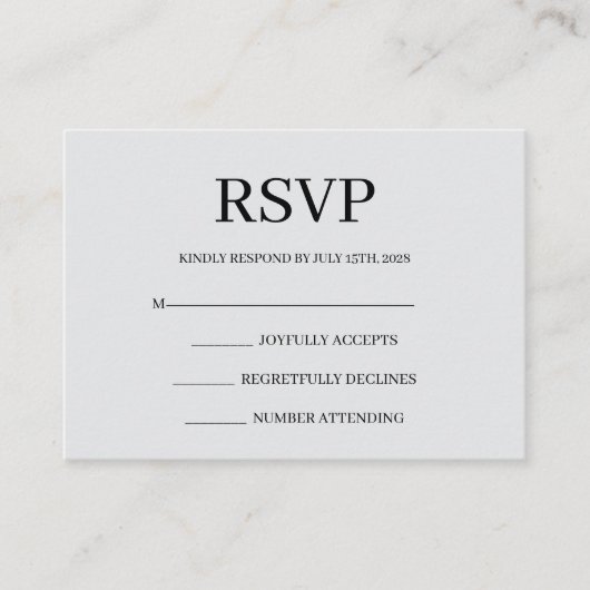 Minimalist Simple Wedding RSVP Enclosure Card エンクロージャーカード (正面)