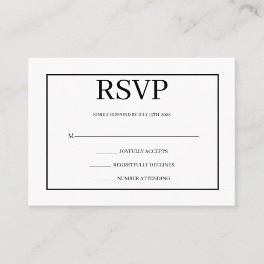 Minimalist Simple Wedding RSVP Enclosure Card エンクロージャーカード (正面)