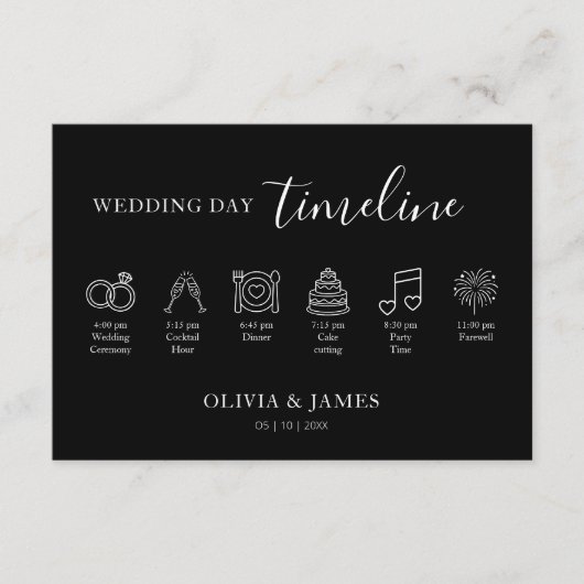 Minimalist Simple Wedding Timeline エンクロージャーカード (正面)