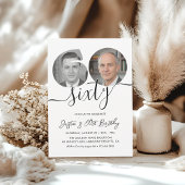 Minimalist Sixty Black White 60th Birthday Party 招待状