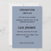 Minimalist Slate Blue Ordination Invitation 招待状 (正面)