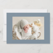 Minimalist Slate Blue Photo Baby Announcement Card 招待状 (裏面)