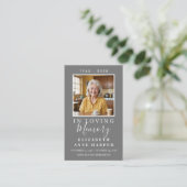 Minimalist Slate Gray Photo Funeral Prayer Card 名刺 (スタンド正面)