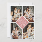 Minimalist Slate Pink Multi Photo Birthday Mom シーズンカード (正面)