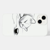 Minimalist Sleeping Cat Line Art & Heart Latte - C Case-Mate iPhoneケース (裏面 (横))