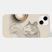 Minimalist Sleeping Cat Line Art & Heart Latte - C Case-Mate iPhoneケース (裏面 (横))