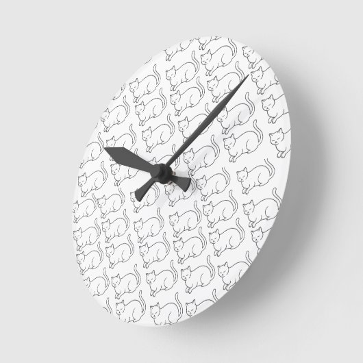 Minimalist Sleepy Cat Pattern Round Wall Clock  ラウンド壁時計 (傾斜)