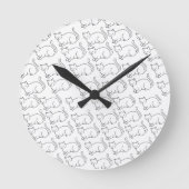 Minimalist Sleepy Cat Pattern Round Wall Clock  ラウンド壁時計 (正面)