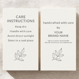 Minimalist Small Business Care Instructions 名刺