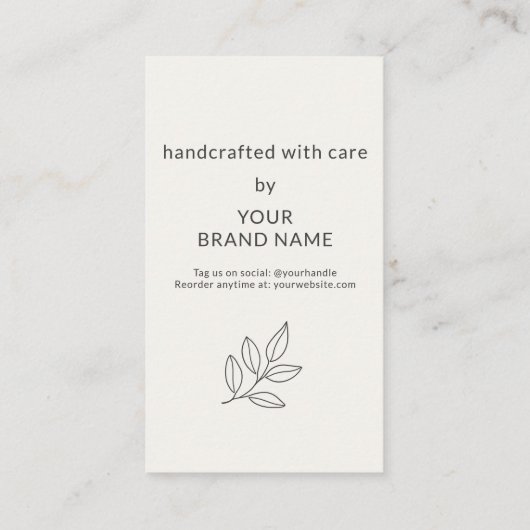 Minimalist Small Business Care Instructions 名刺 (裏面)