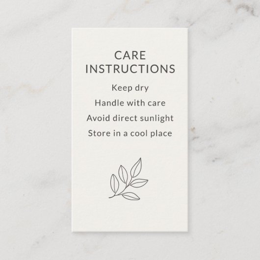 Minimalist Small Business Care Instructions 名刺 (正面)