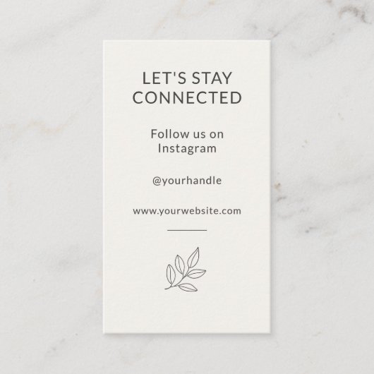 Minimalist Small Business Let's Stay Connected 名刺 (正面)