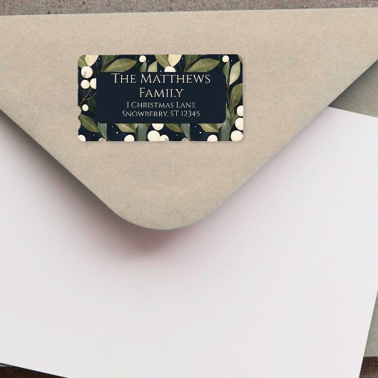 Minimalist Snowberry Christmas ラベル