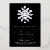 Minimalist Snowflake | Black Wedding 箔招待状 (正面)