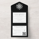 Minimalist Snowflake Wedding | Black オールインワン招待状 (内側)