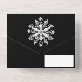 Minimalist Snowflake Wedding | Black オールインワン招待状 (裏面)