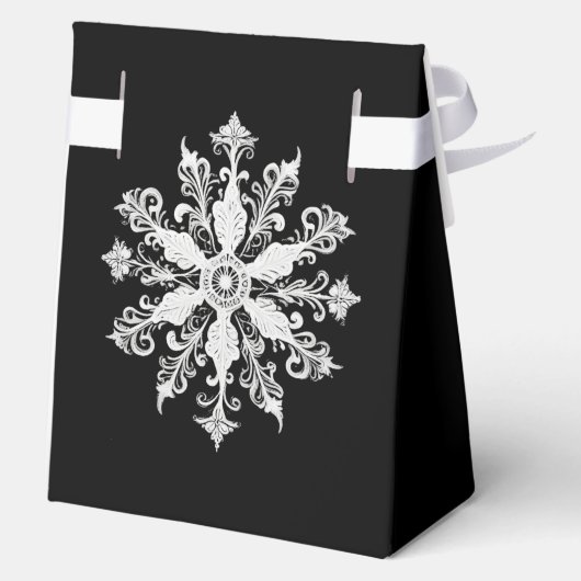 Minimalist Snowflake Wedding | Black フェイバーボックス (裏面)
