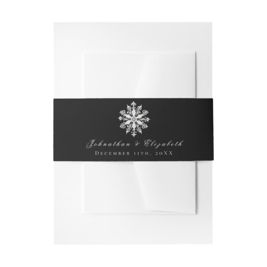 Minimalist Snowflake Wedding | Black 招待状ベリーバンド (正面例)