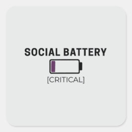 Minimalist Social Battery Low Sticker スクエアシール
