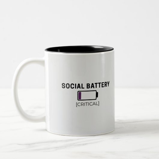 Minimalist Social Battery Low Sticker ツートーンマグカップ (左)
